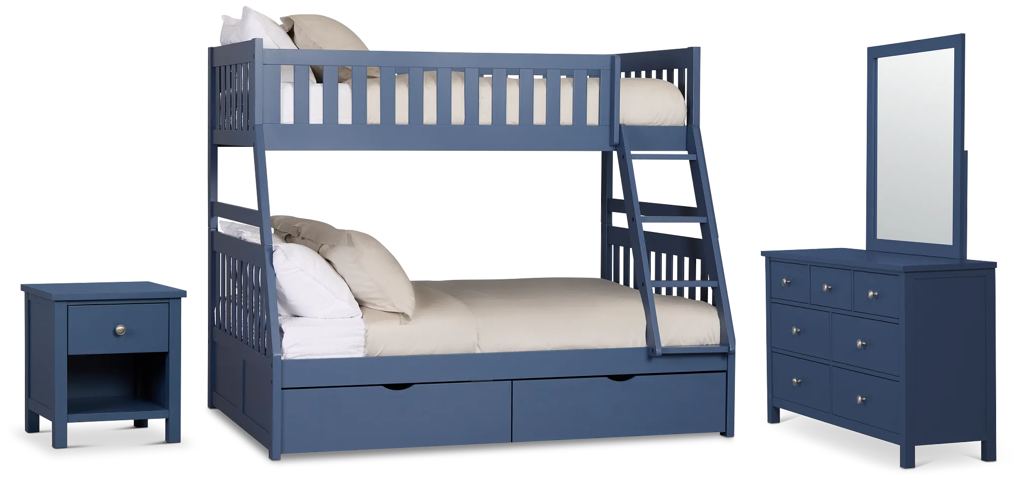 Charleston Dark Blue Bunk Bed Storage Bedroom