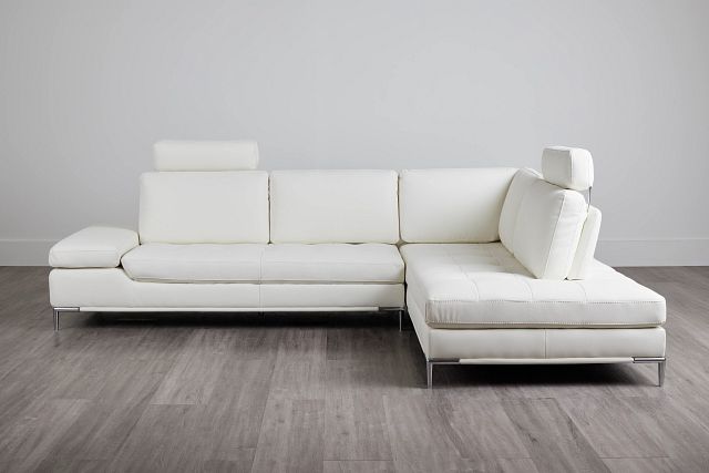 Camden White Micro Right Chaise Sectional With Removable Headrest