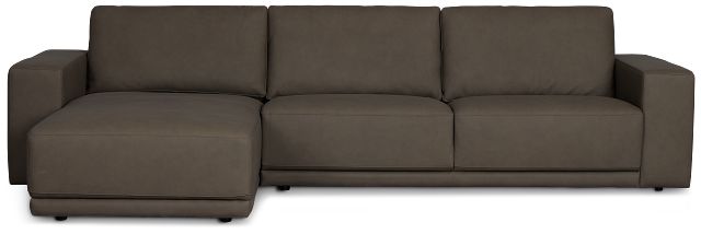 Kellan Dark Gray Leather Left Chaise Sectional