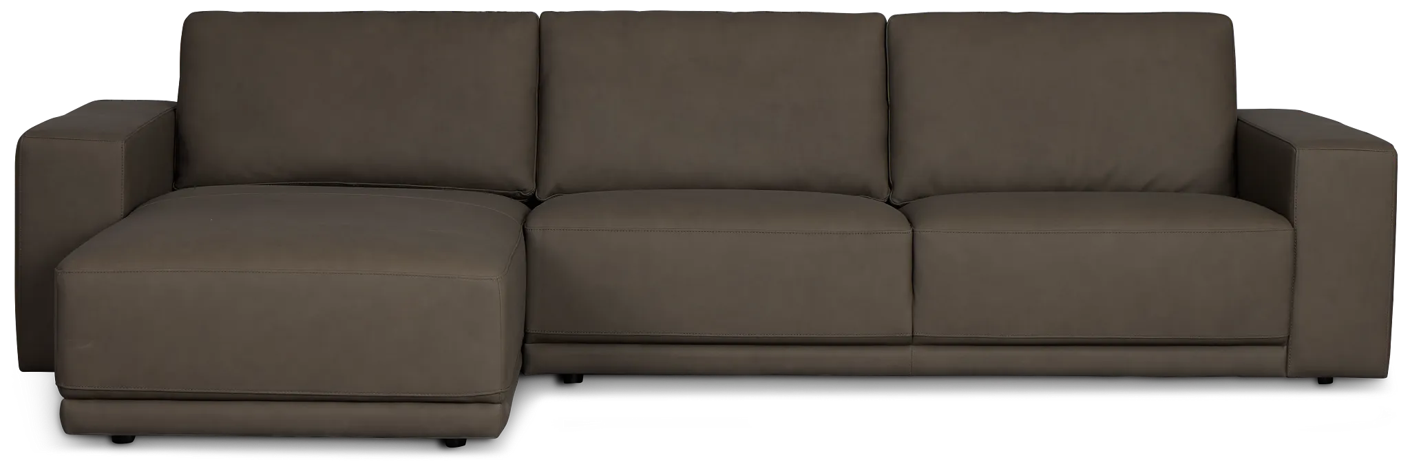 Kellan Dark Gray Leather Left Chaise Sectional