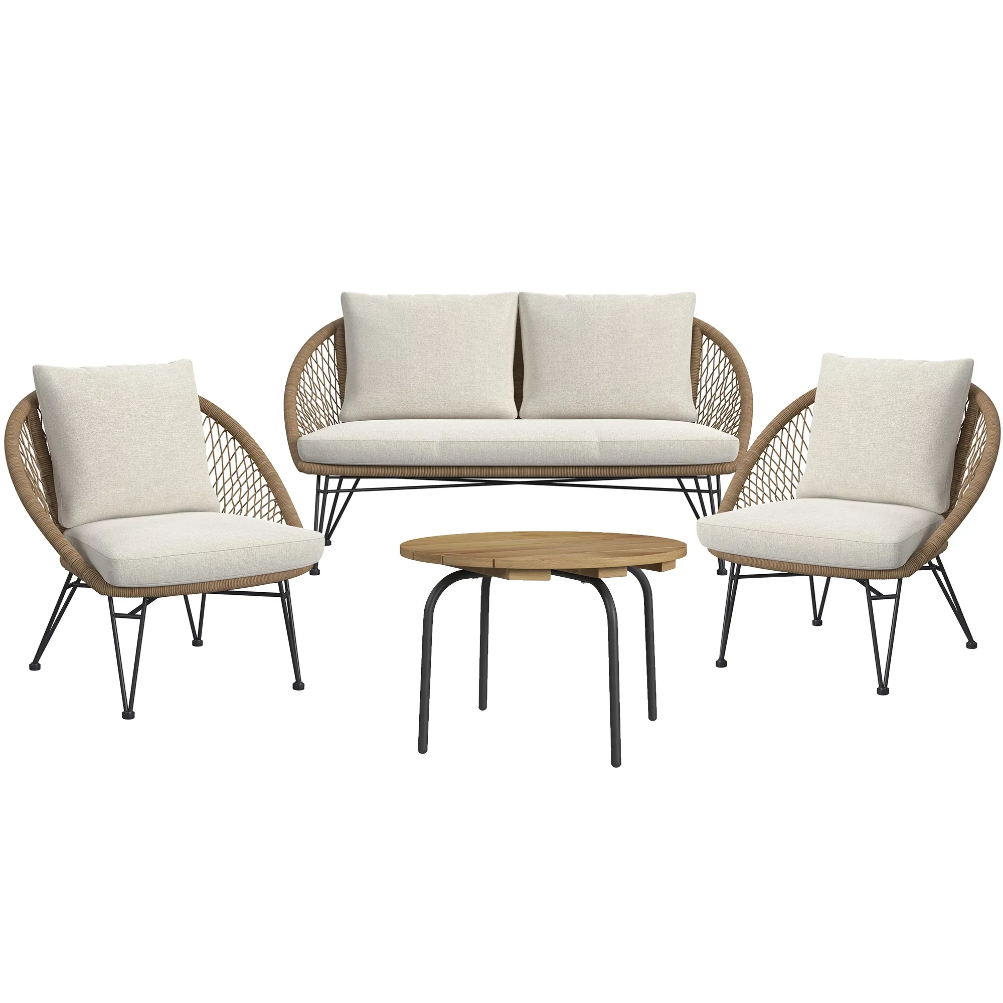 Miranda Light Tone Woven 4 Piece Chat Set
