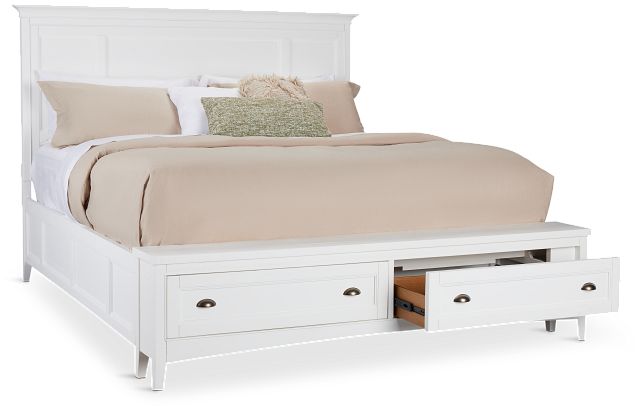 Heron Cove White Panel Bed With Bench