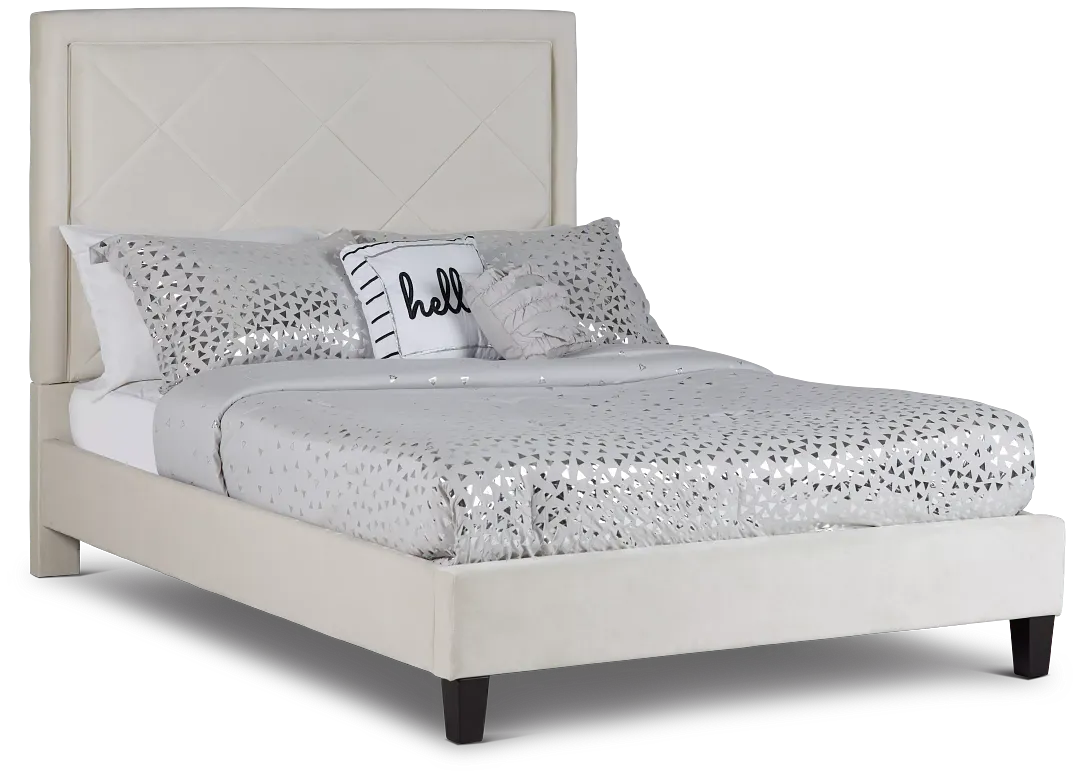 Collin Beige Velvet Platform Bed