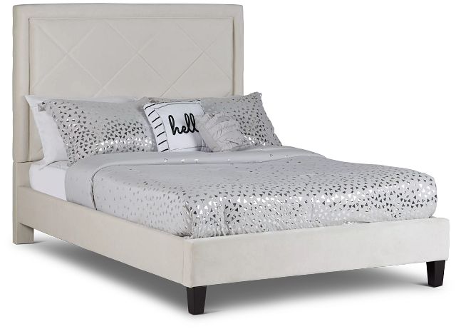 Collin Beige Velvet Platform Bed