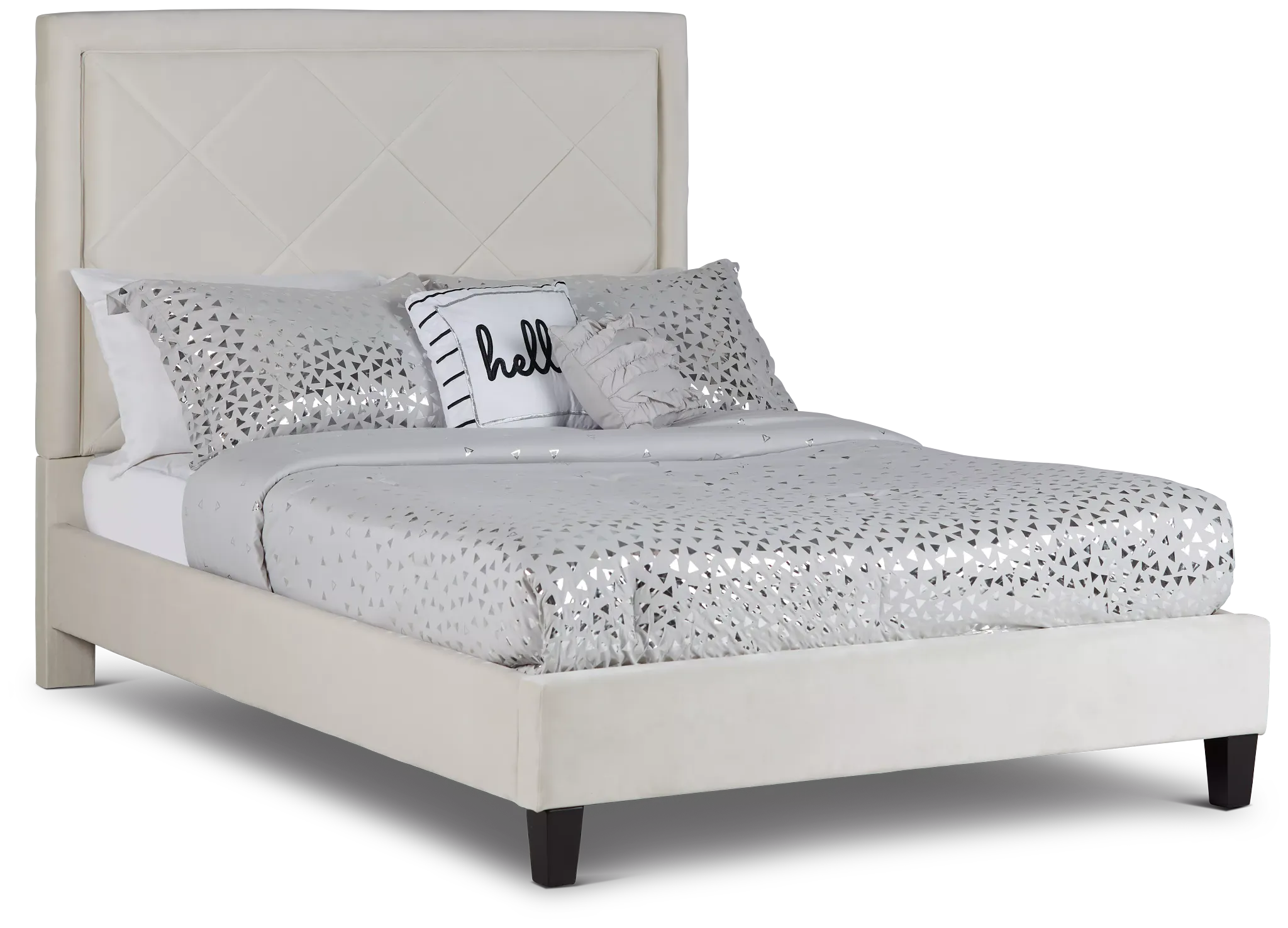 Collin Beige Velvet Platform Bed