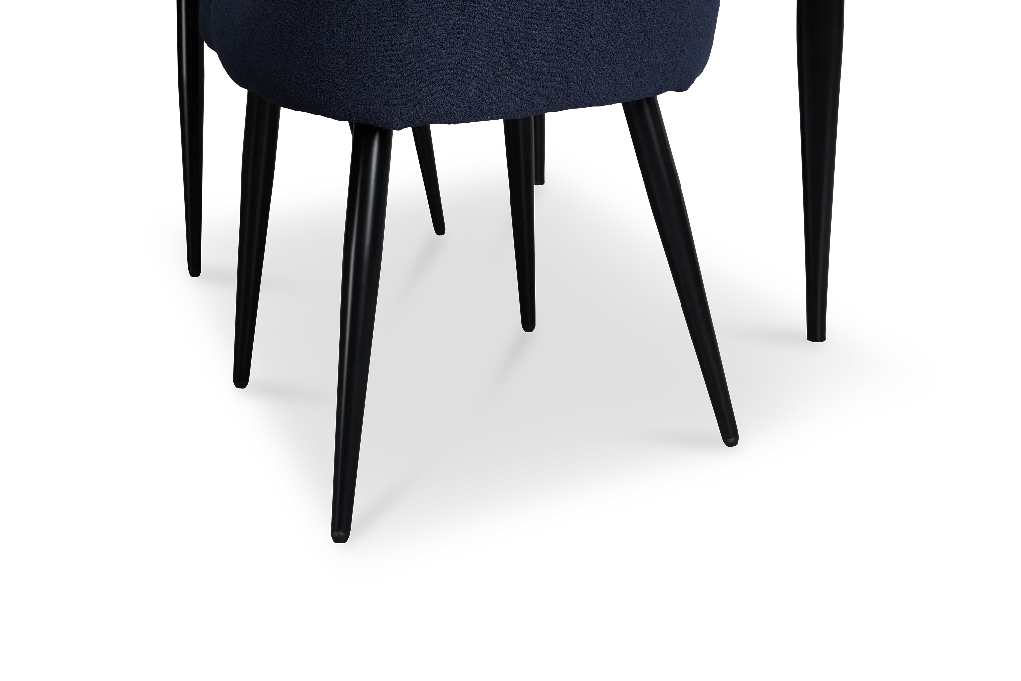 Andover White Rect Table & 4 Dark Blue Upholstered Curved Chairs Andover White Rect Table & 4 Dark Blue Upholstered Curved Chairs