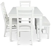 Cape Cod Ivory Rect Table, 4 Chairs & Bench