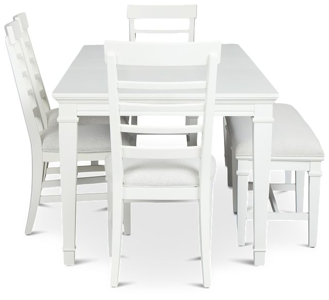 Cape Cod Ivory Rect Table, 4 Chairs & Bench