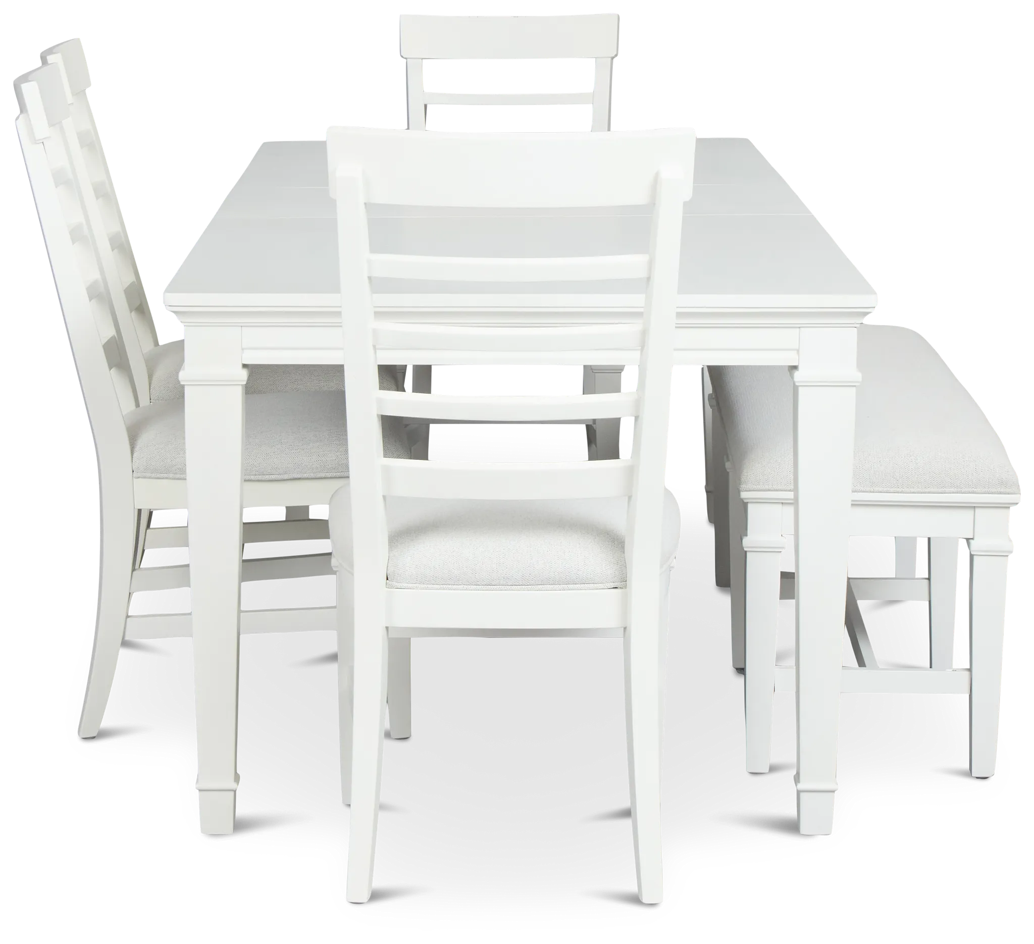 Cape Cod Ivory Rect Table, 4 Chairs & Bench