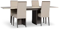 Sienna Two-tone Table & 4 Upholstered Chairs