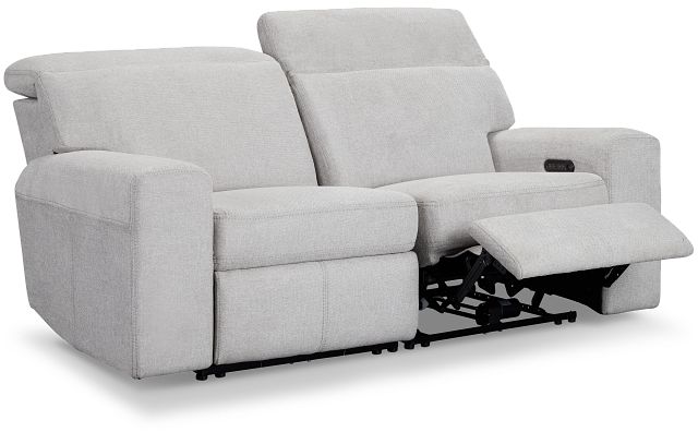 Callum Light Gray Fabric Power Reclining Sofa