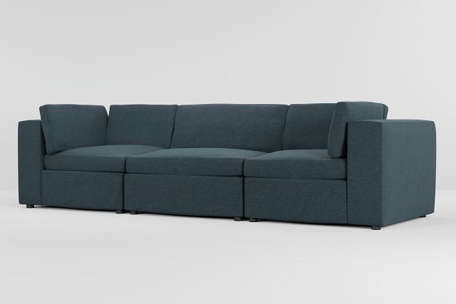 Destin Elevation Dark Blue Fabric 3 Piece Modular Sofa