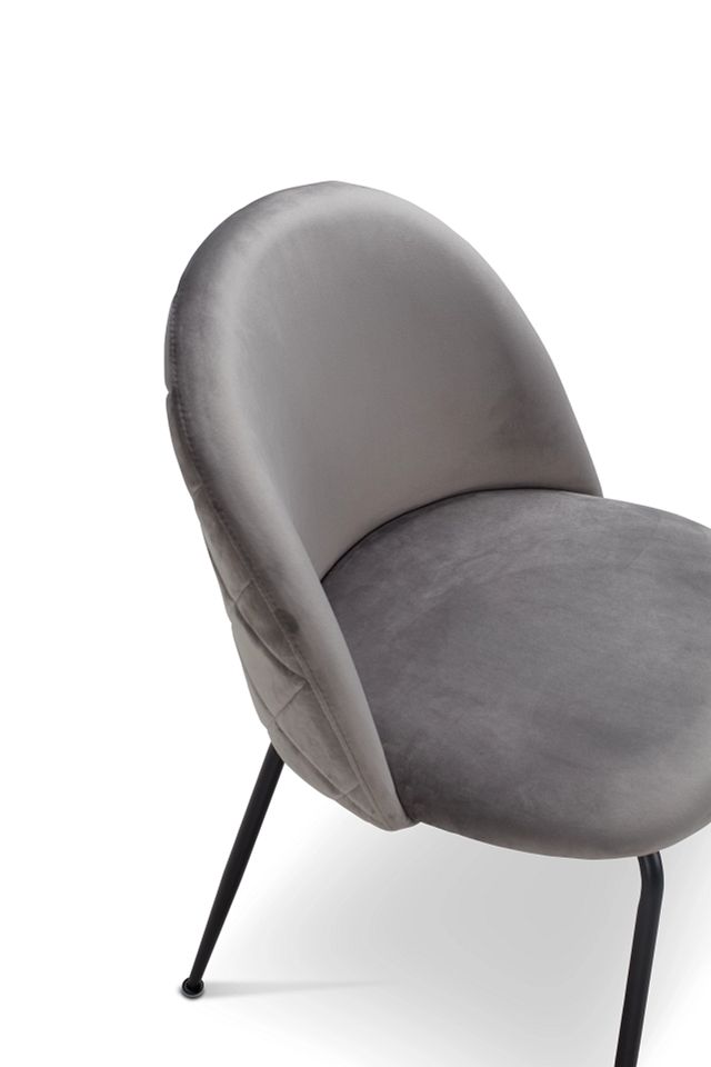 Capri Gray Velvet Upholstered Side Chair W/ Black Legs