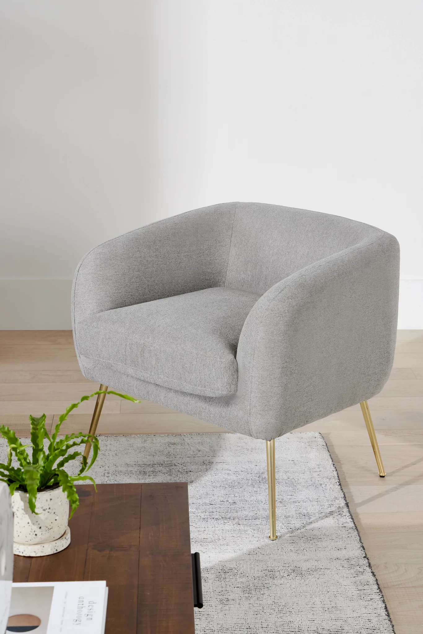 Aubrey Light Gray Fabric Accent Chair