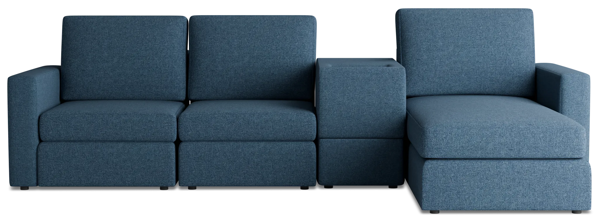 Citymod Blue Fabric Small Right Chaise Sectional With Storage Console