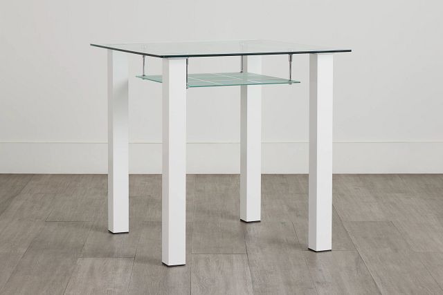 Vienna White Glass Square High Dining Table