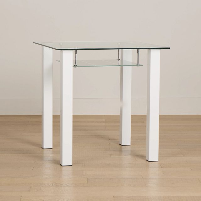 Vienna White Glass Square High Dining Table