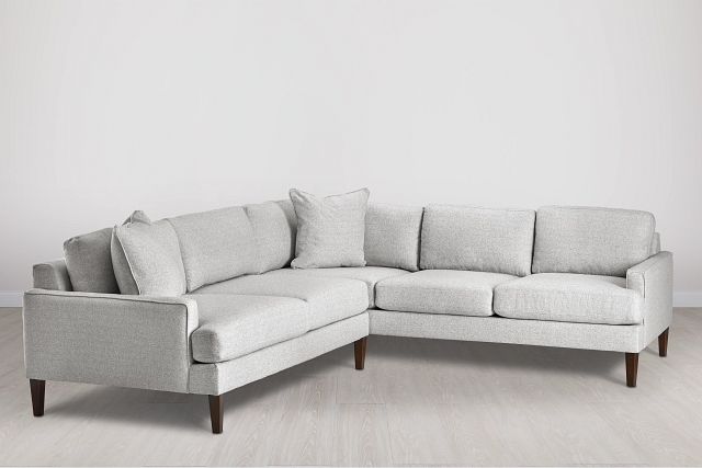 Morgan Light Gray Fabric Small Left 2-arm Sectional W/ Wood Legs