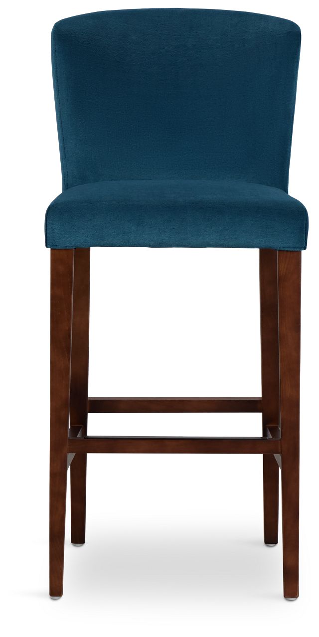 Bentley Dark Blue Velvet 30" Upholstered Barstool