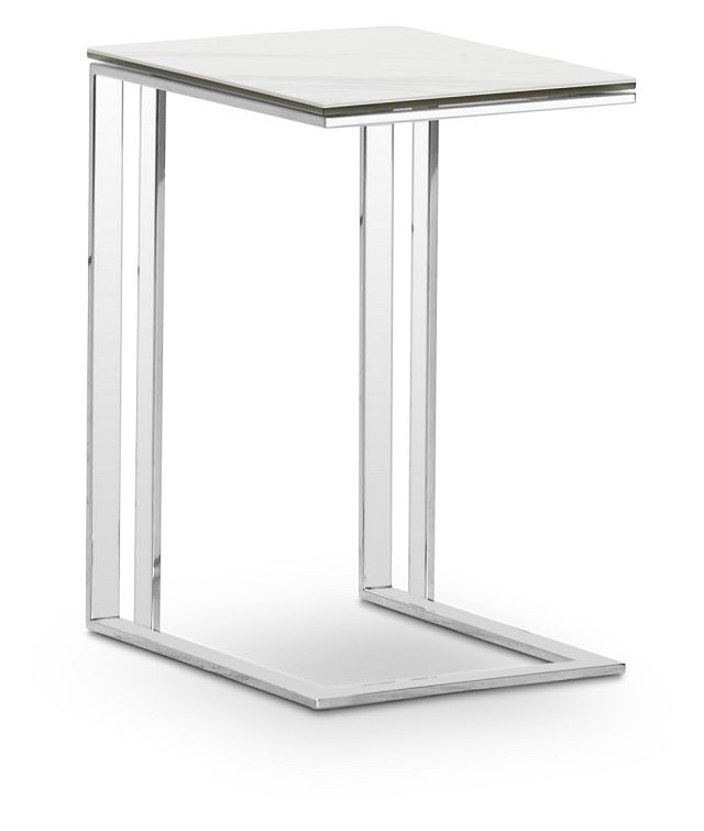 Arco White Ceramic Chairside Table