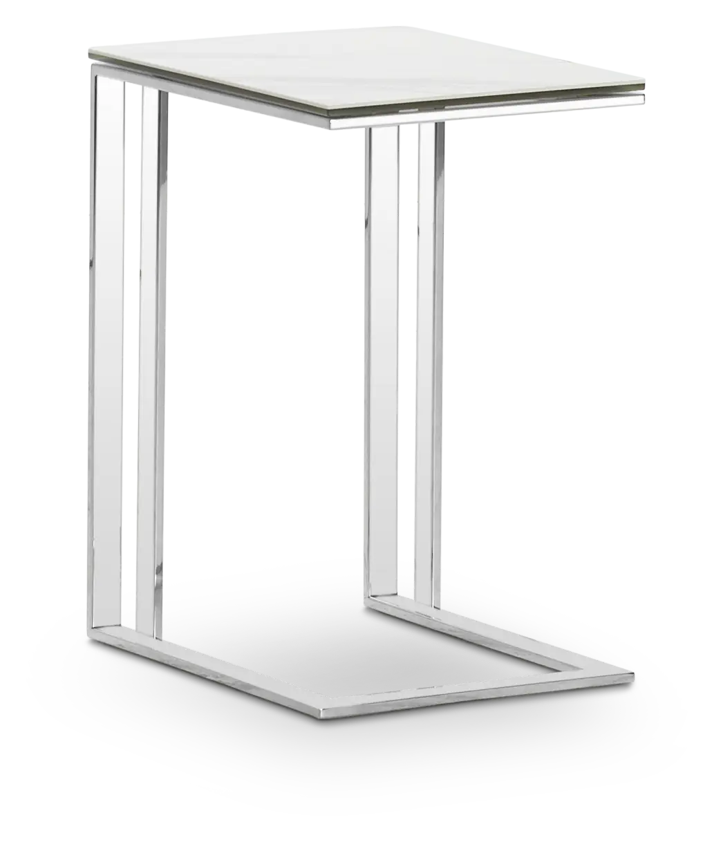 Arco White Ceramic Chairside Table Arco White Ceramic Chairside Table