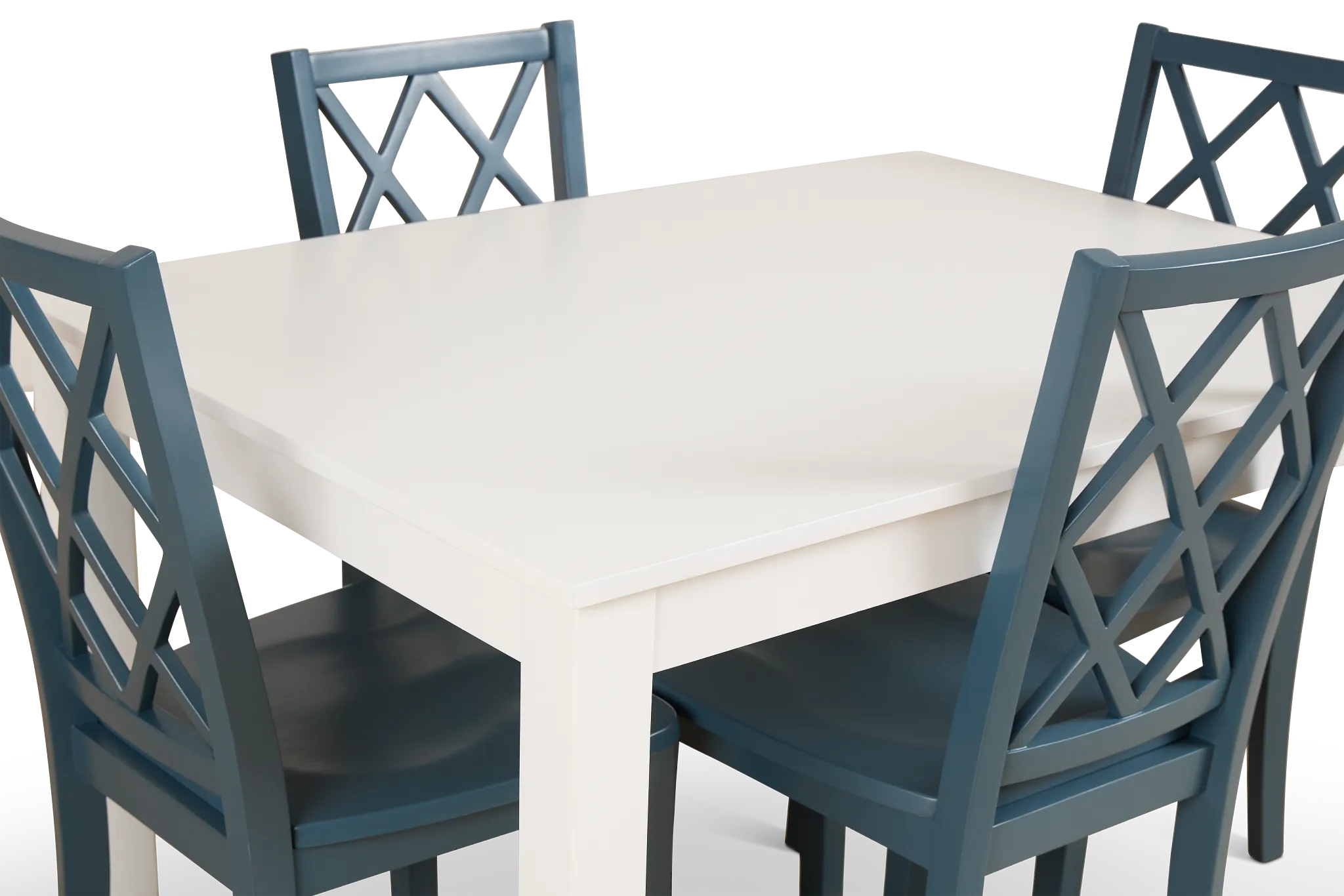 Edgartown White Rect Table & 4 Navy Wood Chairs