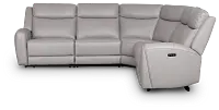 Walker Light Gray Lthr/vinyl Small Two-arm Power Reclining Sectional