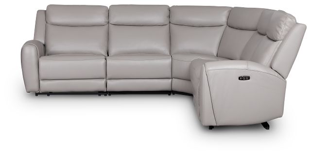 Walker Light Gray Lthr/vinyl Small Two-arm Power Reclining Sectional