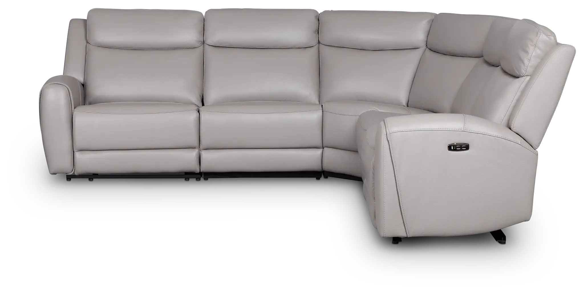 Walker Light Gray Lthr/vinyl Small Two-arm Power Reclining Sectional Walker Light Gray Lthr/vinyl Small Two-arm Power Reclining Sectional