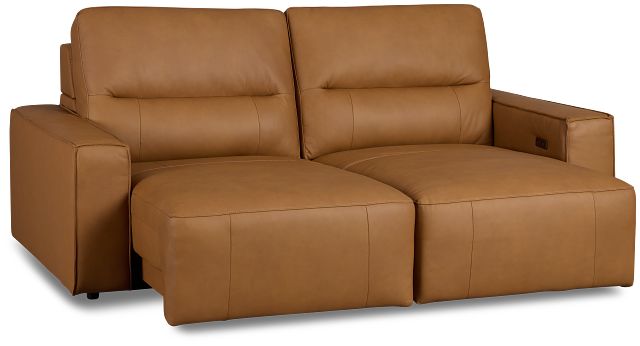Rudy Brown Lthr/vinyl Power Extension Chaise Sofa