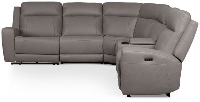 Colton Light Gray Micro Medium Dual Power 2-arm Reclining Sectional