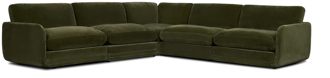 Jules Green Velvet 5-piece Modular Sectional