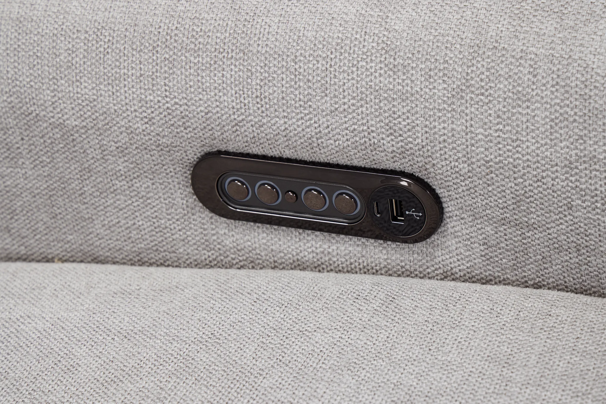 Callum Light Gray Fabric Small Dual Power Reclining Two-arm Sectional