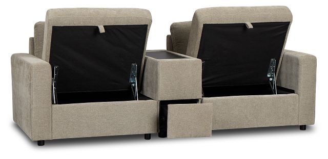 Addie Gray Fabric 2-piece Modular Storage Sofa With Console
