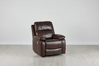 Mason Brown Leather Power Swivel Glider Recliner