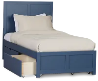 Charleston Dark Blue Panel Bed With 4 Storage Drawers
