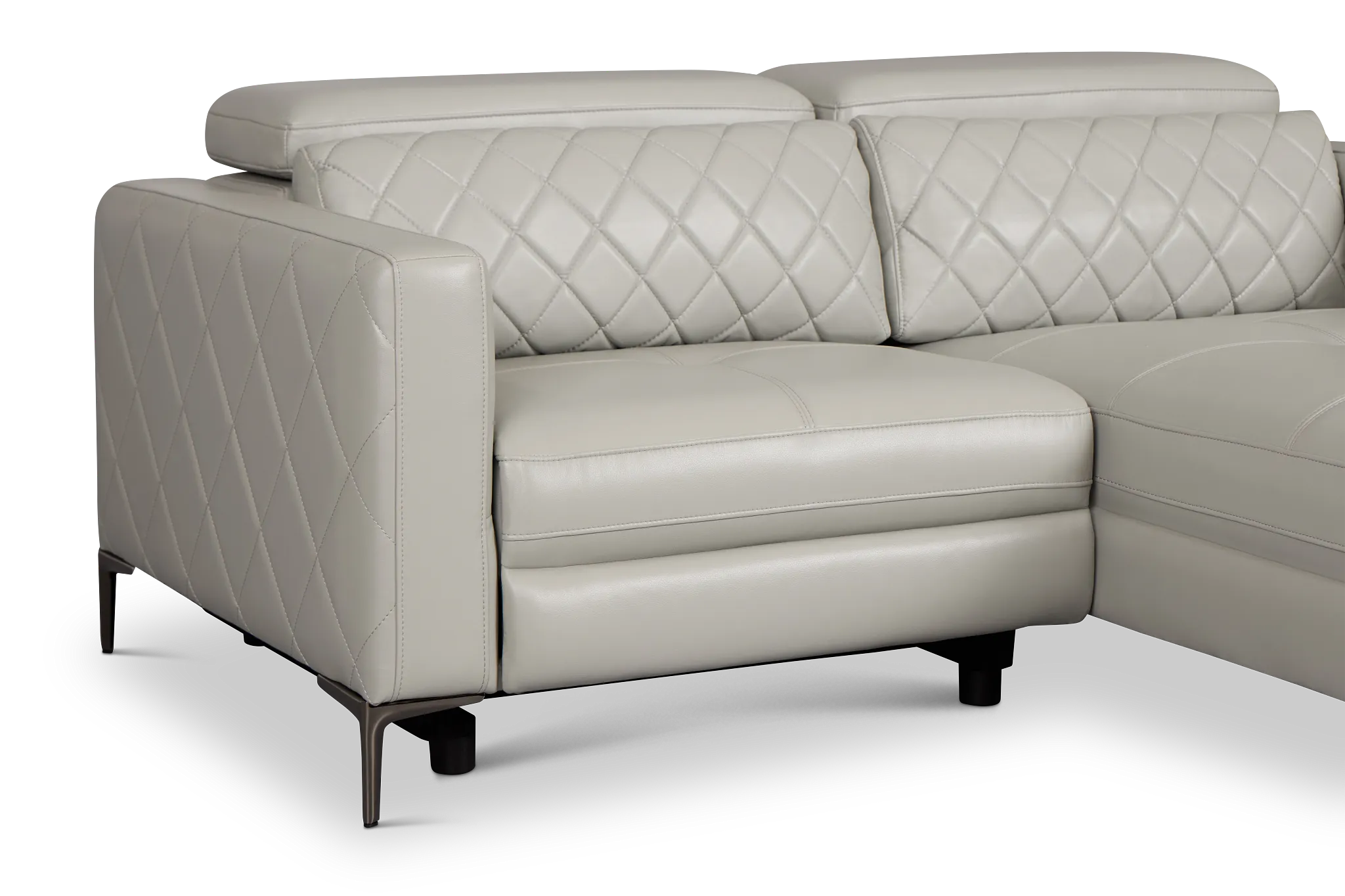 Ava Light Gray Micro Right Chaise Power Reclining Sectional