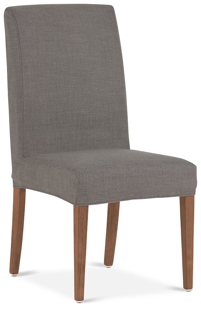 Harbor Dark Gray Short Slipcover Chair With Light Tone Leg