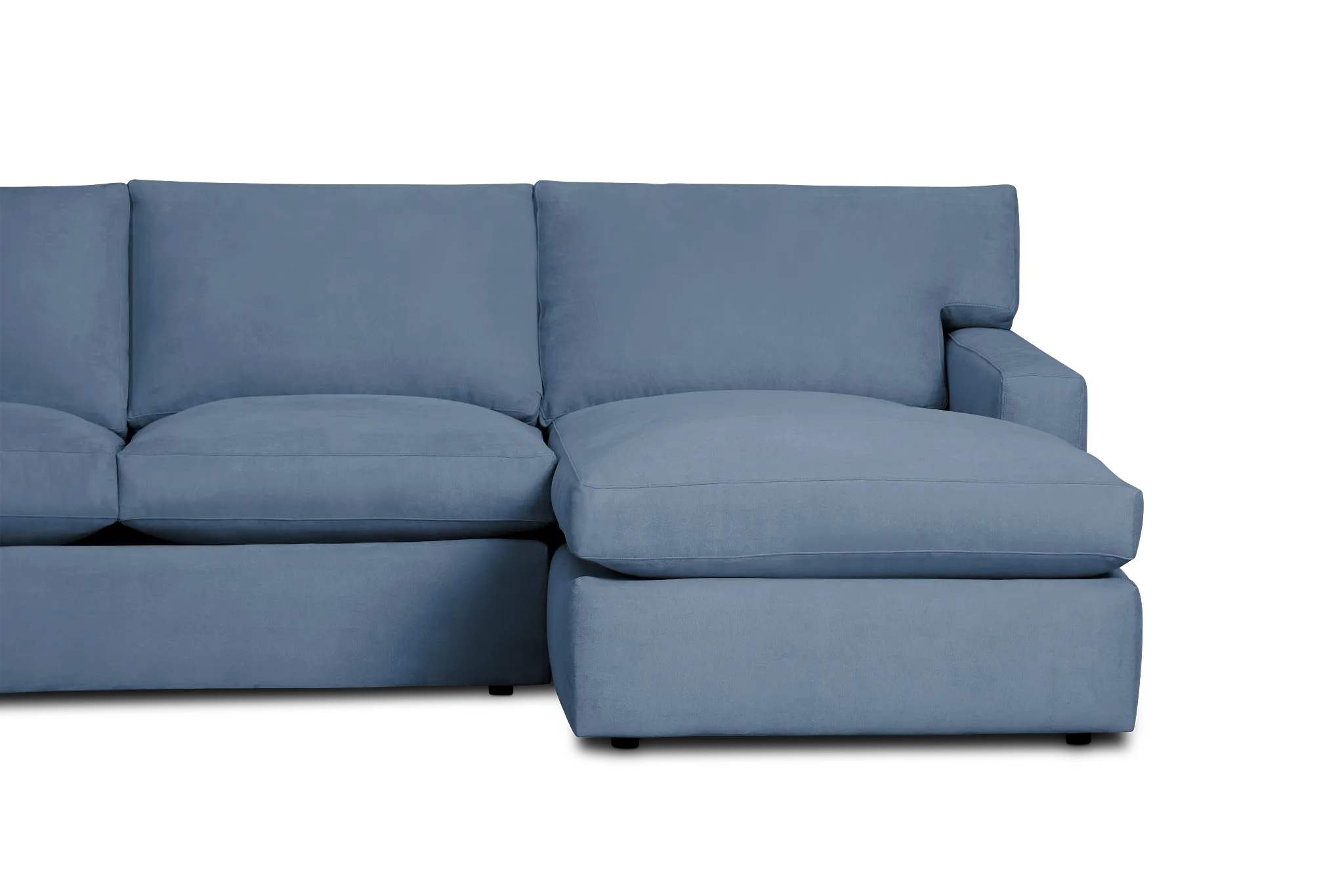 Hudson Blue Fabric Large Right Chaise Wedge Sectional