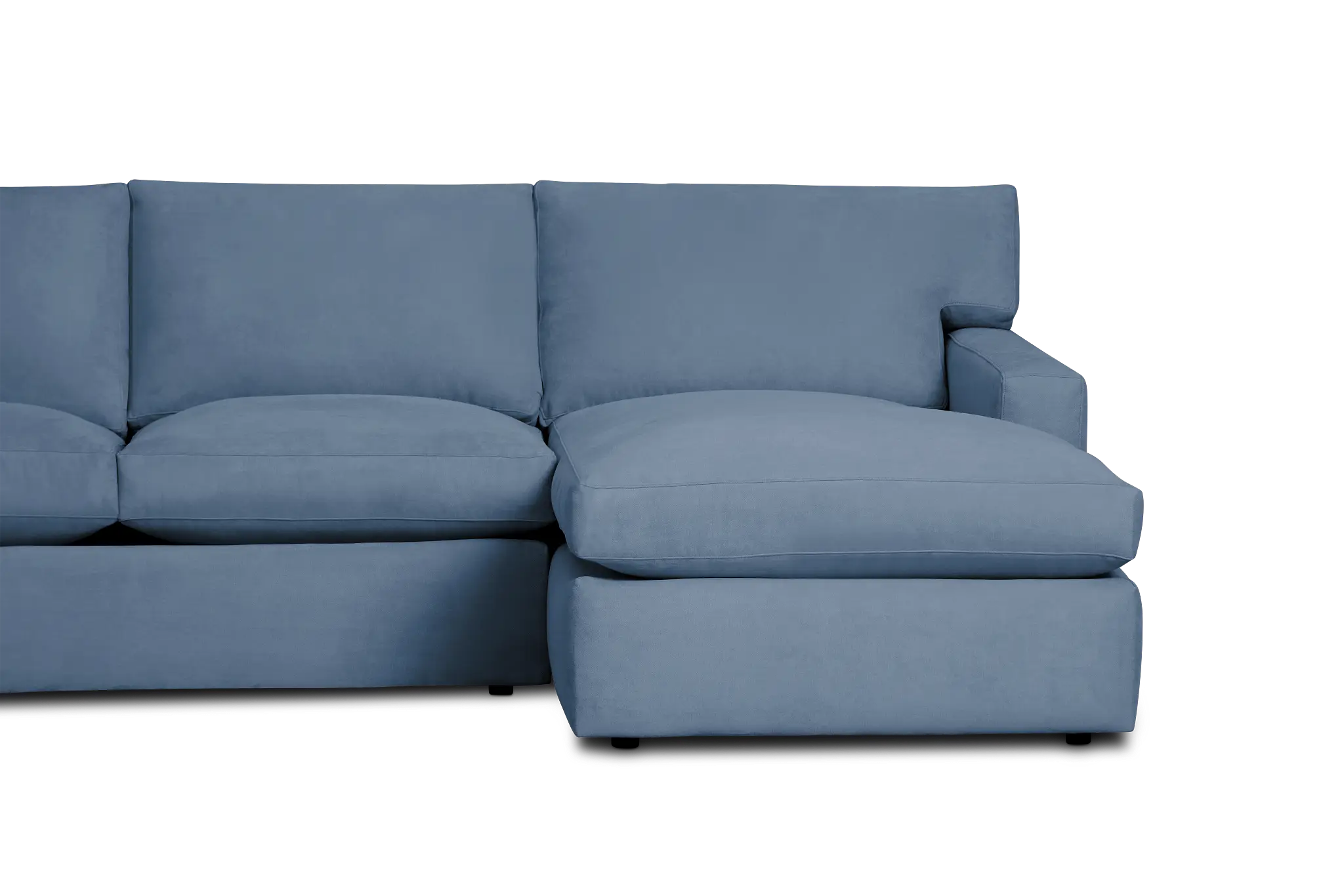Hudson Blue Fabric Large Right Chaise Wedge Sectional Hudson Blue Fabric Large Right Chaise Wedge Sectional