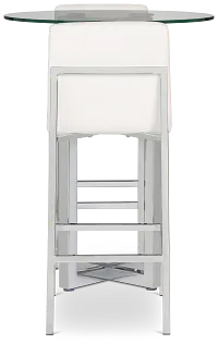 Amalfi White Glass Pub Table & 2 Upholstered Barstools