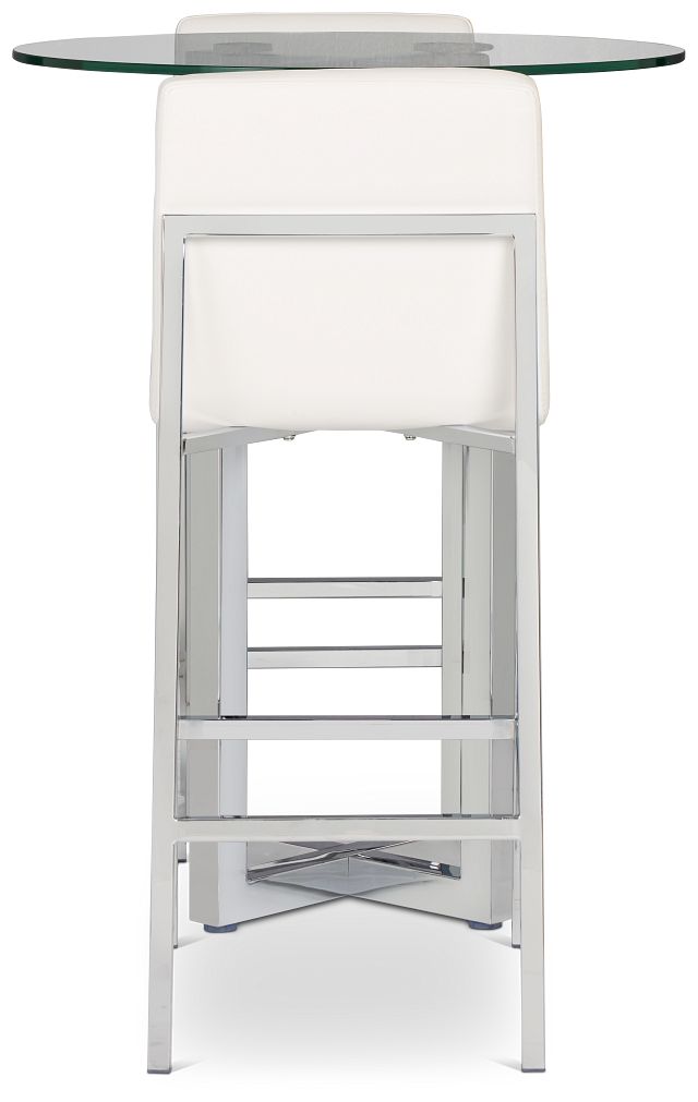Amalfi White Glass Pub Table & 2 Upholstered Barstools
