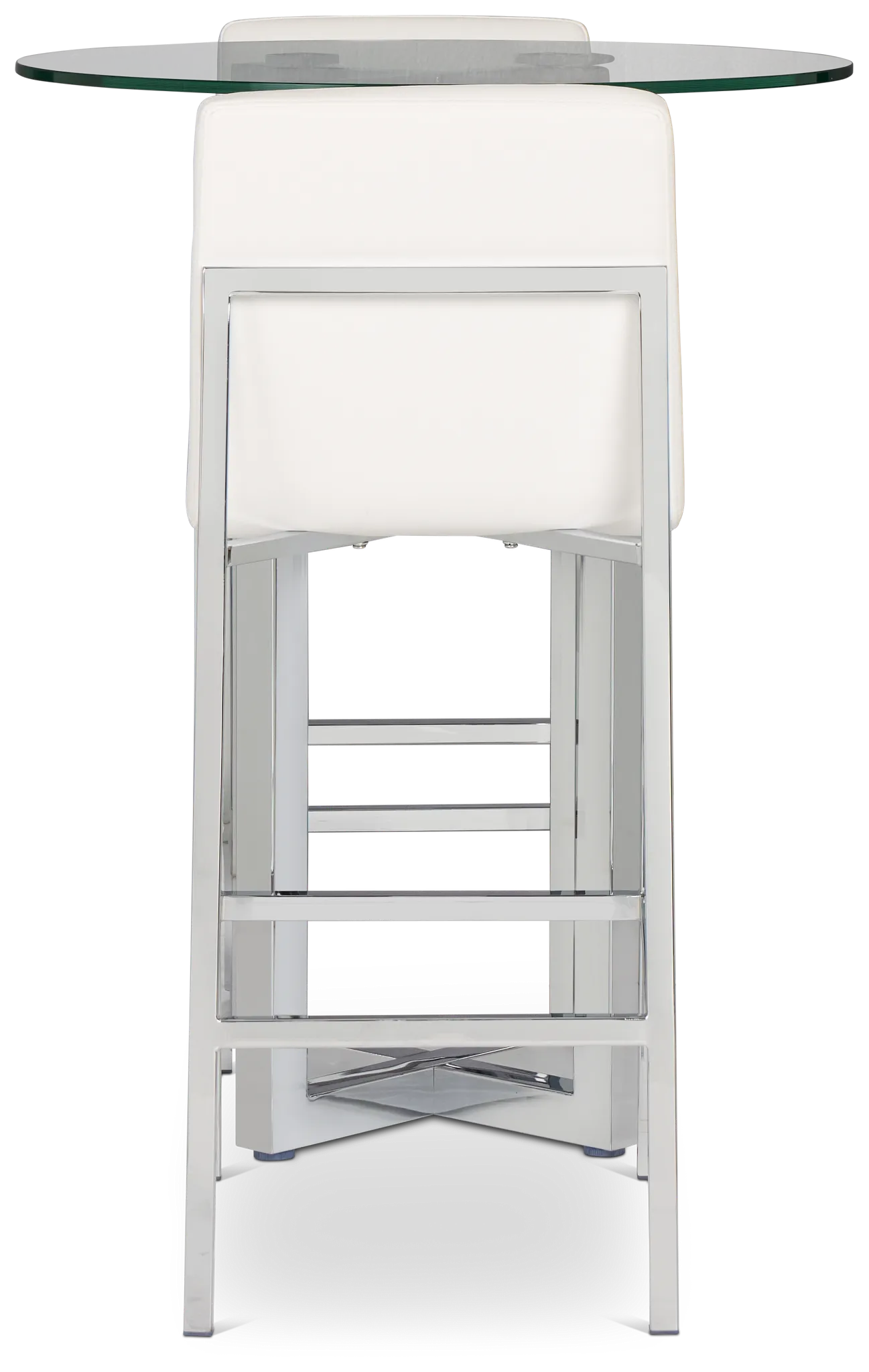 Amalfi White Glass Pub Table & 2 Upholstered Barstools