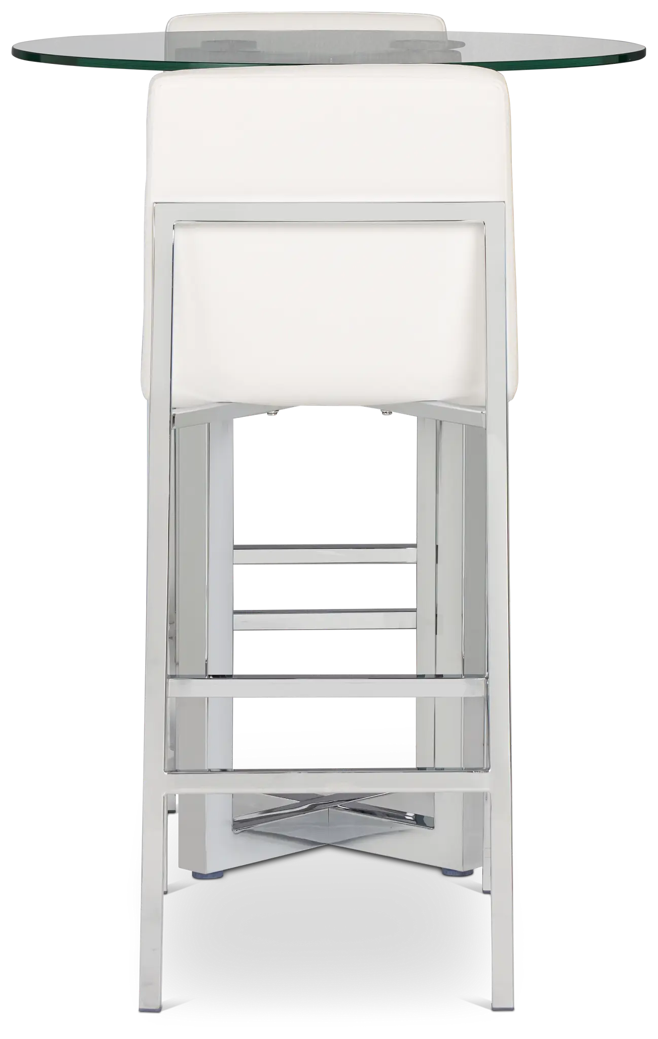 Amalfi White Glass Pub Table & 2 Upholstered Barstools Amalfi White Glass Pub Table & 2 Upholstered Barstools