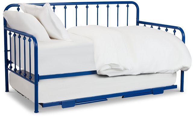 Rory Blue Metal Trundle Daybed