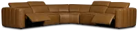 Jace Medium Brown Lthr/vinyl Small Dual Power Reclining Two-arm Sectional