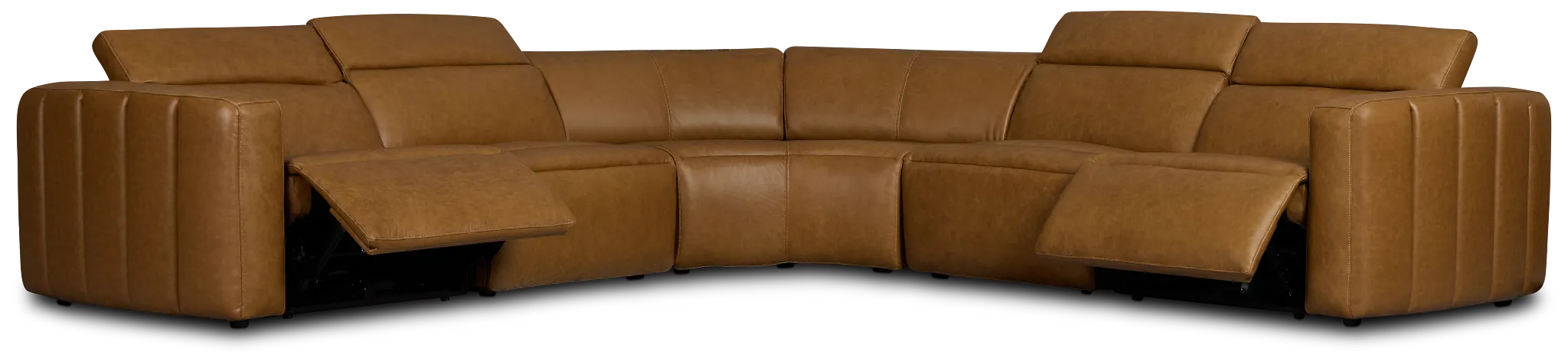 Jace Medium Brown Lthr/vinyl Small Dual Power Reclining Two-arm Sectional