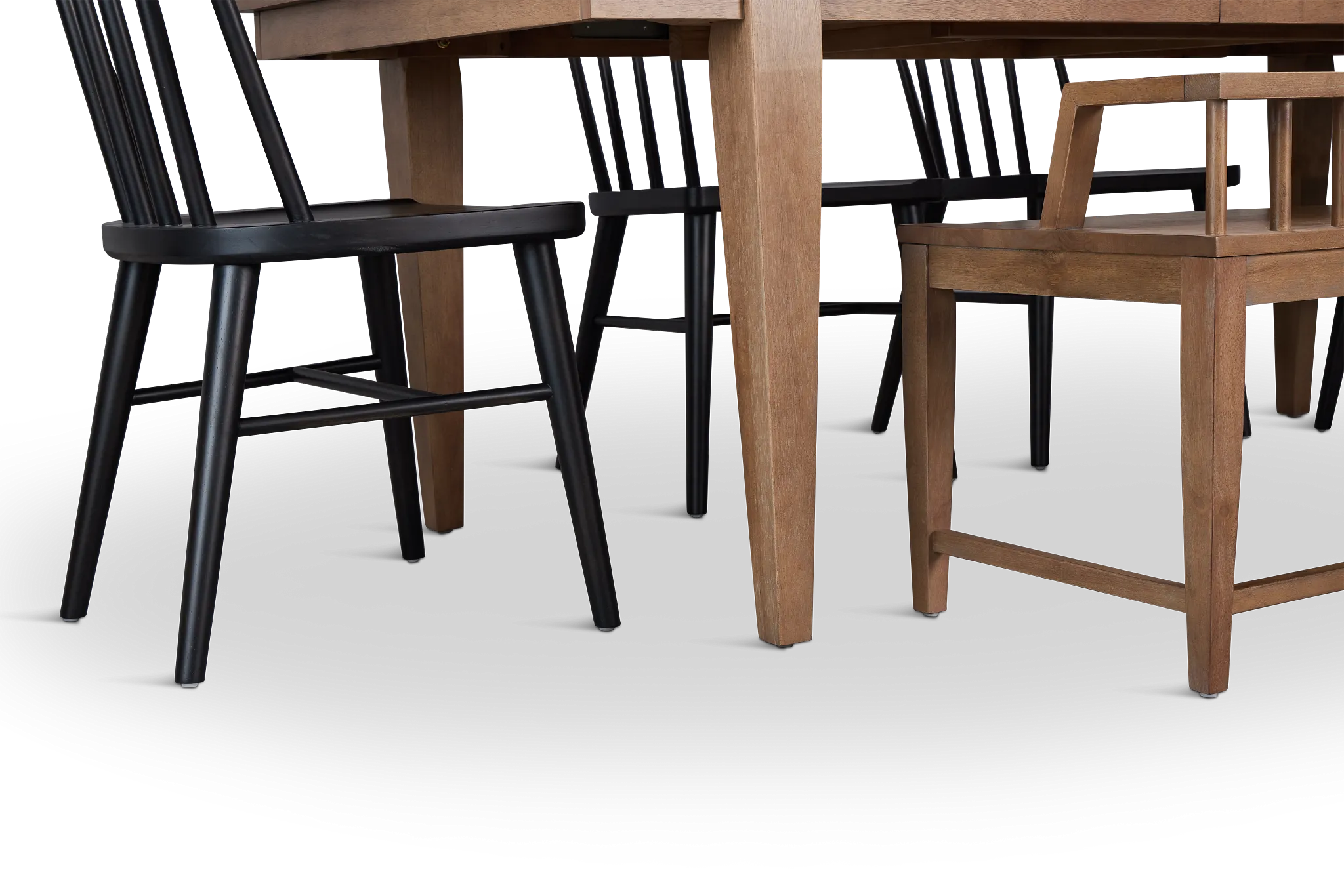 Provo Mid Tone Rect Table With 4 Wood Side Chairs & Bench