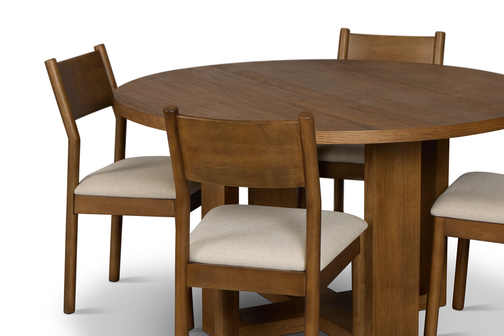 Rochester Mid Tone Round Table & 4 Upholstered Chairs