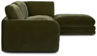 Jules Green Velvet 4-piece Right Facing Bumper Sectional